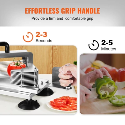 VEVOR Commercial Tomato Slicer, 1/4 Inch Tomato Cutter Slicer, Stainless Steel Heavy Duty Tomato Slicer Machine, Manual Tomato Slicer 3 VEVOR Commercial Tomato Slicer, 1/4 Inch Tomato Cutter Slicer, Stainless Steel Heavy Duty Tomato Slicer Machine, Manual Tomato Slicer - Image 3