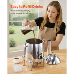 VEVOR Stainless Steel Beverage Dispenser, 2.7 Gallon Drink Dispenser With Alcohol Burner, Hot & Cold Drink Dispensers, Silver -Vevor GUEST d8985160 d008 41e3 826d 8a75e5e6c0db