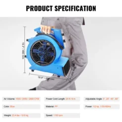VEVOR Floor Blower, 1/2 HP, 2600 CFM Air Mover For Drying And Cooling, Portable Carpet Dryer Fan With 4 Blowing Angles And Time Function -Vevor GUEST d8d2f06c 1351 42c3 823c 5dad51309f97