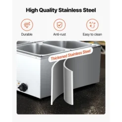 VEVOR Commercial Food Warmer, 1500W Electric Stainless Steel Steam Food Warmer With Lid, 4-Pan Fast Heating Countertop Buffet Bain Marie, Silver 11 VEVOR Commercial Food Warmer, 1500W Electric Stainless Steel Steam Food Warmer With Lid, 4-Pan Fast Heating Countertop Buffet Bain Marie, Silver -Vevor GUEST d8d66a8c d8dd 4e2b 85aa 15a40b86a0b4