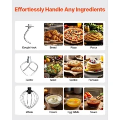 VEVOR Stand Mixer, 6 QT Dough Mixer, 660W 6 + P Speeds Tilt-head Food Mixer With Stainless Steel Bowl, Dough Hook, Wire Whip, Flat Beater, Black -Vevor GUEST d8d7bfb0 907d 42af 8680 6f7f4236239b