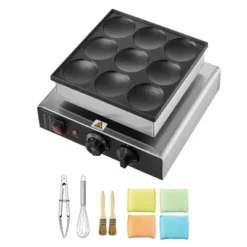 VEVOR Dutch Pancake Maker, 9PCS 76mm Diameter Dorayaki Baker Machine, 850W Commercial Electric Poffertjes Grill, Non-stick Stainless Steel -Vevor GUEST d9b796ec 7e93 4a71 b39e 7f55b886c366