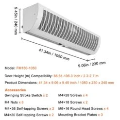 VEVOR 42" Commercial Indoor Air Curtain Super Power 2 Speeds 1350CFM, Wall Mounted Air Curtains For Doors, Indoor Over Door Fan, White -Vevor GUEST da295a51 e113 4316 97b4 0e4c6cfdab6d