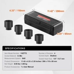 VEVOR Axle Nut Impact Socket Set, 1/2" Drive 6-Point 4-Piece SAE Spindle Nut Socket Set, CR-MO Heat Treated Large Socket Set With Storage Case Black 14 VEVOR Axle Nut Impact Socket Set, 1/2" Drive 6-Point 4-Piece SAE Spindle Nut Socket Set, CR-MO Heat Treated Large Socket Set With Storage Case Black -Vevor GUEST da35c92c a98f 4cb4 bd5e 689d26f40707