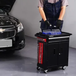 VEVOR Magnetic Socket Organizer Set, 4PCS Magnetic Socket Holder, 1/4'' & 3/8'' Metric SAE Socket Trays With Clear Labels, Hold Up To 108PCS Standard