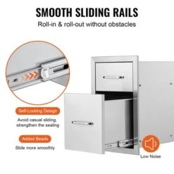 VEVOR Outdoor Kitchen Drawers 13" W X 20.4" H X 20.8" D, Flush Mount Double BBQ Access Drawers With Stainless Steel Handle, Silver -Vevor GUEST db4408a3 ade3 440a a8b7 db564ba33e19