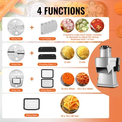 VEVOR Electric Vegetable Slicer, 4 In 1 Multifunctional Food Cutter, 200W Vegetable Chopper For Slicing Shredding Dicing And Slitting 2 VEVOR Electric Vegetable Slicer, 4 In 1 Multifunctional Food Cutter, 200W Vegetable Chopper For Slicing Shredding Dicing And Slitting - Image 2