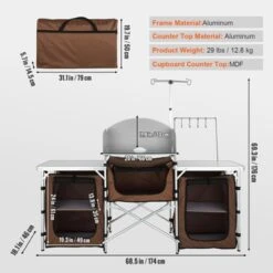 VEVOR Camping Kitchen Table, Folding Outdoor Cooking Table With Storage Carrying Bag, Aluminum Cook Station 3 Cupboard & Detachable Windscreen -Vevor GUEST dbb6cc05 8aa4 42fd ae5b 62a3cbbeefc3