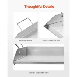 VEVOR Stainless Steel Griddle, 18x16 Inch Universal Flat Top Rectangular Plate, Gas Grill Griddle For BBQ Grill, Teppanyaki, Silver -Vevor GUEST dc0b1df1 9863 4a58 b89c 236f00c076eb