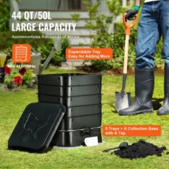 VEVOR 5-Tray Worm Composter, 50 L Worm Compost Bin Outdoor And Indoor, Sustainable Design Worm Farm Kit, For Recycling Food Waste, Worm Castings -Vevor GUEST dc35ab21 9455 4f6d b084 005359690bcc