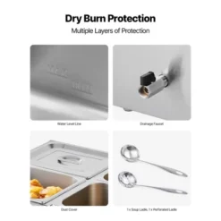 VEVOR Commercial Food Warmer, 1500W Electric Stainless Steel Steam Food Warmer With Lid, 4-Pan Fast Heating Countertop Buffet Bain Marie, Silver 13 VEVOR Commercial Food Warmer, 1500W Electric Stainless Steel Steam Food Warmer With Lid, 4-Pan Fast Heating Countertop Buffet Bain Marie, Silver -Vevor GUEST dc82b115 b984 4da4 8983 04c6d66154da