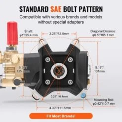 VEVOR Pressure Washer Pump, 1" Shaft Horizontal Triplex Plunger, 4200 PSI, 4.2GPM, Replacement Power Washer Pumps Kit With 5 Nozzles, Black -Vevor GUEST dcd54ba6 8871 4735 87ea 4673fb086744