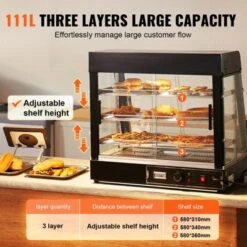 VEVOR 3-Tier Commercial Food Warmer Display, 1200W Food Display Warmer With Light, Adjustable Shelf And Temperature Display, Steam Heating, 111L -Vevor GUEST dd4cd45c 9682 43ef bd61 fa55e283ecc1