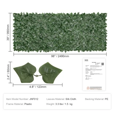 VEVOR Ivy Privacy Fence, 39 X 98 In Artificial Green Wall Screen, Greenery Ivy Fence With Mesh Cloth Backing And Strengthened Joint 7 VEVOR Ivy Privacy Fence, 39 X 98 In Artificial Green Wall Screen, Greenery Ivy Fence With Mesh Cloth Backing And Strengthened Joint - Image 7