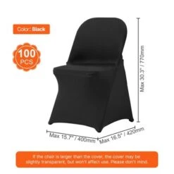 VEVOR Stretch Spandex Folding Chair Covers, Universal Fitted Chair Cover, Removable Washable Protective Slipcovers, For Wedding, (100PCS Black) 14 VEVOR Stretch Spandex Folding Chair Covers, Universal Fitted Chair Cover, Removable Washable Protective Slipcovers, For Wedding, (100PCS Black) -Vevor GUEST dd79c267 644a 464b 8d66 1151bf53e1f5