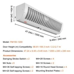 VEVOR 48" Commercial Indoor Air Curtain Super Power 2 Speeds 1650CFM, Wall Mounted Air Curtains For Doors, Indoor Over Door Fan, White -Vevor GUEST dda52d5f 616d 4c4c 9baf 88cb648aecc0