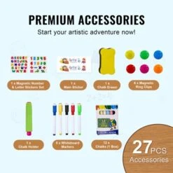 VEVOR Art Easel For Kids, 2-in-1 Double-Sided Kid's Art Easel With Magnetic Whiteboard & Chalkboard, Adjustable Standing Rotatable Drawing Board -Vevor GUEST ddcac2c3 b019 427d a416 b19c1f089f46