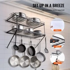 VEVOR Pot Rack Wall Mounted, 30 Inch Pot And Pan Hanging Rack, Pot And Pan Hanger With 12 S Hooks, 55 Lbs Loading Weight -Vevor GUEST de24dcc4 22d1 4f13 a8c9 30c96a2b9421