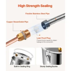 VEVOR Alcohol Still, 8 Gal / 30 L Stainless Steel Water Alcohol Distiller With Copper Coil For Fast Cooling, Dual Condenser Distiller Kit, Silver -Vevor GUEST de5c0576 4f59 4d96 93da f8c6d699691e