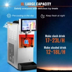 VEVOR Commercial Slushy Machine, 8L / 2.1 Gal Single Bowl, Cool And Freeze Modes, 1050W Stainless Steel Margarita Smoothie Frozen Drink Maker -Vevor GUEST df5580c4 b24d 4d4f a620 9be476ce8f27