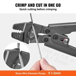 VEVOR Wire Rope Crimping Tool And Cutter Up To 2.2mm Wire Cable Crimps, 1/64" - 3/32" Crimping Loop Sleeve Kit And 160pcs Aluminum Buckles -Vevor GUEST df76a224 c994 4557 924b 18217d5a674b