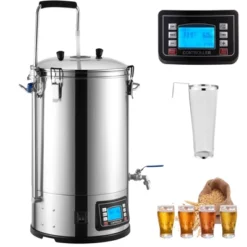 VEVOR Electric Brewing System, 9.2 Gal/35 L Brewing Pot, All-in-One Home Beer Brewer With Pump, Mash Boil Device, Auto/Manual Mode 100-1800W, Silver -Vevor GUEST df8b4936 6c24 48f0 97ed cabe42fd65a8