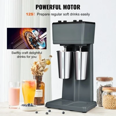 VEVOR Milkshake Maker, 375W X 2 Electric Milkshake Machine, Double Heads Drink Mixer Blender Machine, 3-Speed Milkshake Mixer, Gray 2 VEVOR Milkshake Maker, 375W X 2 Electric Milkshake Machine, Double Heads Drink Mixer Blender Machine, 3-Speed Milkshake Mixer, Gray - Image 2