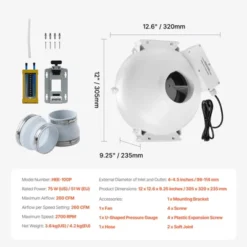 VEVOR 4 To 4.5 Inch Radon Fan Installation Kit, Quiet 260CFM Radon Mitigation Fan System Kit With 2 Couplers, Pressure Indicator, Silver -Vevor GUEST e024f31a f4ea 49ad 92a8 c7b4b2b9637d