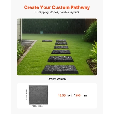 VEVOR Garden Stepping Stones, 4Pcs 15.5 X 15.5 In, Decorative Stepping Stones With Stakes, Weather-Resistant Plastic Pathway Pavers, Grey 2 VEVOR Garden Stepping Stones, 4Pcs 15.5 X 15.5 In, Decorative Stepping Stones With Stakes, Weather-Resistant Plastic Pathway Pavers, Grey - Image 2