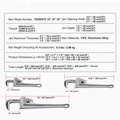 VEVOR 3-Piece Pipe Wrench Set, 10" 14" 18" Aluminum Straight Pipe Wrench, Adjustable Plumbing Wrench, With High Strength Jaw, Silver 14 VEVOR 3-Piece Pipe Wrench Set, 10" 14" 18" Aluminum Straight Pipe Wrench, Adjustable Plumbing Wrench, With High Strength Jaw, Silver -Vevor GUEST e0511749 a487 4ea0 9d68 dde790d1bf2e