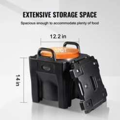 VEVOR Insulated Food Carrier, 32Qt Capacity, Stackable Catering Hot Box With Stainless Steel Barrel, Top Load LLDPE Food Warmer, Black -Vevor GUEST e09e29c3 00bc 4844 a584 3ba72e31742b