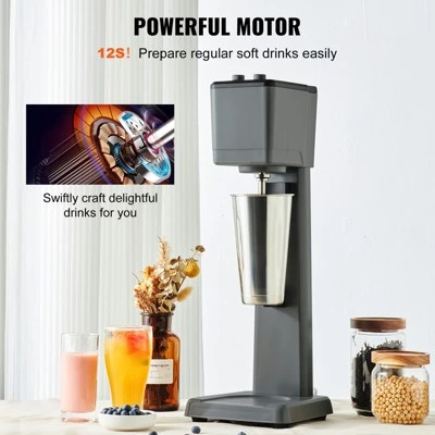 VEVOR Milkshake Maker Machine, 375W Commercial Milk Shake Maker Mixer, Single Head Drink Mixer Blender Machine, 3-Speed Milkshake Blender, Gray 2 VEVOR Milkshake Maker Machine, 375W Commercial Milk Shake Maker Mixer, Single Head Drink Mixer Blender Machine, 3-Speed Milkshake Blender, Gray - Image 2