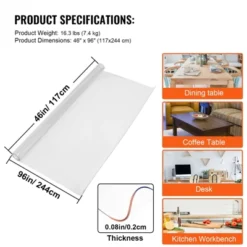 VEVOR Plastic Table Cover, 46"x96"x0.08", Transparent PVC Table Protector, Rectangle Clear Desk Mat, Water Oil Proof Table Cover, Transparent 14 VEVOR Plastic Table Cover, 46"x96"x0.08", Transparent PVC Table Protector, Rectangle Clear Desk Mat, Water Oil Proof Table Cover, Transparent -Vevor GUEST e15bccec bf5c 4749 a95e 8109eb196bf6