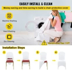 VEVOR Stretch Spandex Folding Chair Covers, Universal Fitted Arched Front Cover, Removable Washable Protective Slipcovers, 50PCS White -Vevor GUEST e1acf4c0 92a2 4e77 9537 cf20891ac258