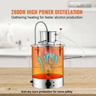 VEVOR Alcohol Still, 15 Gal 50L Water Alcohol Distiller Include Stainless Steel Tube & Pump & One-way Exhaust Valve & Thermometer (30-120‚ÑÉ ), Silver 2 VEVOR Alcohol Still, 15 Gal 50L Water Alcohol Distiller Include Stainless Steel Tube & Pump & One-way Exhaust Valve & Thermometer (30-120‚ÑÉ ), Silver - Image 2