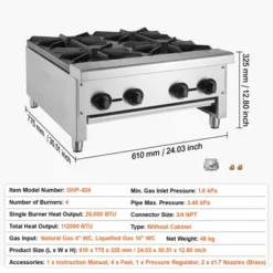 VEVOR Commercial Gas Stove With 4 Burners, Propane And Natural Gas Countertop Cooking Stove Range, Stainless Steel Gas Hot Plate -Vevor GUEST e1d46179 9147 47cd 84b8 3bbcc0e6e701