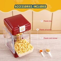VEVOR Popcorn Maker, 300W Popcorn Popper Machine, 2.5 Oz Kettle Makes 4 QT Per Batch, Tabletop Popcorn Maker With PP Door, Includes 2 Scoops, Red -Vevor GUEST e1dc85ac 28f4 443b 9d71 439fe41c8cda