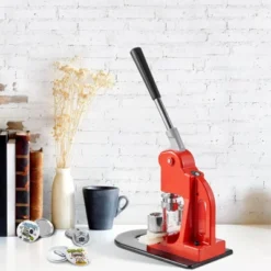 VEVOR Button Maker Machine, 25mm (1 Inch) Badge Punch Press Kit, Children DIY Gifts Pin Maker, Button Making Supplies, Orange