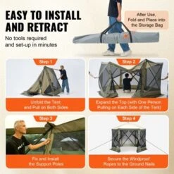 VEVOR Pop Up Gazebo Tent, Pop-Up Screen Tent 6 Sided Canopy Sun Shelter, 10x10FT Quick Set Screen Tent With Mosquito Netting, Army Green -Vevor GUEST e2759cc4 6636 4281 bdd2 0608bd7d9168