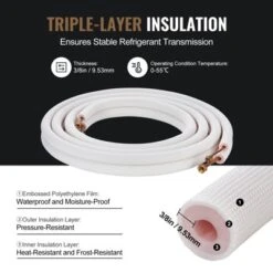 VEVOR 25FT Mini Split Line Set,1/4" & 3/8" O.D Copper Pipes Tubing And Triple-Layer Insulation,for Air Conditioning Or Heating Pump Equipment, White -Vevor GUEST e2d4fc85 d31e 4f5b 957b 1ebaac6d4619