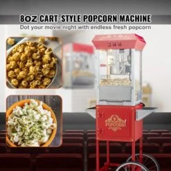 VEVOR Popcorn Maker With Cart, 850W Popcorn Popper Machine, 8 Oz Kettle Makes 48 Cups Per Batch, Popcorn Maker Equipped With Tempered Glass -Vevor GUEST e2f3955f 2043 4818 90fd 4a121b9cdc3c