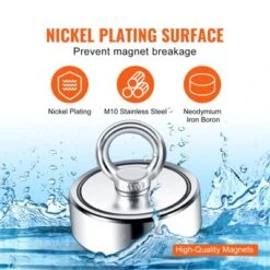 VEVOR Magnet Fishing Kit, 1200lbs 2.95inch Diameter Double Sided Fishing Magnets, Strong Neodymium Magnet With Heavy Duty 65FT Rope, Grappling Hook -Vevor GUEST e3197a75 f177 4160 a969 8c2d261a6ebd