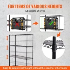 VEVOR Storage Shelving Unit With Wheels, 4-Tier Adjustable, 700 Lbs Capacity, Heavy Duty Garage Shelves Metal Organizer Wire Rack, Black 12 VEVOR Storage Shelving Unit With Wheels, 4-Tier Adjustable, 700 Lbs Capacity, Heavy Duty Garage Shelves Metal Organizer Wire Rack, Black -Vevor GUEST e33d4037 9046 4b15 ba6c 601a64da2ac7