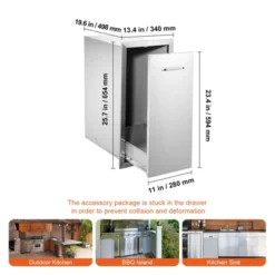 VEVOR Pull Out Trash Drawer 13.6Wx26Hx19.3D Inch Lower Sliding Rails Stainless Steel Roll Out Trash Bin Pull Out Tray, Silver(No Trash Can) -Vevor GUEST e39333dd ffc6 411f a3d2 66c2fb07cad7