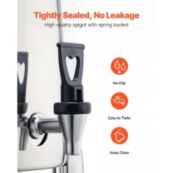 VEVOR Stainless Steel Beverage Dispenser, 2.7 Gallon Drink Dispenser With Alcohol Burner, Hot & Cold Drink Dispensers, Silver -Vevor GUEST e39e5f01 4463 4ad1 971f 36fbbb95a15d