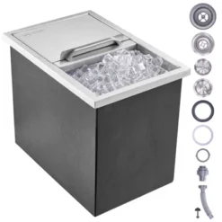 VEVOR Drop In Ice Chest, 18"L X 12"W X 14.5"H Stainless Steel Ice Cooler, Commercial Ice Bin With Sliding Cover, 40.9 Qt Outdoor Kitchen Ice Bar -Vevor GUEST e3b0efe3 1eb9 4317 a24d 2ad5a342548a