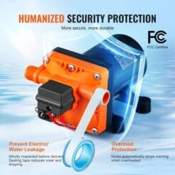 VEVOR Water Diaphragm Pump, 12V DC, 3.5 GPM Flow, 55 PSI Rated Pressure (40-80 PSI Adjustable), 1/2" MNPT Self Priming Sprayer Pump, Orange -Vevor GUEST e3d75424 7f17 4f61 abdf 5776ab456e0c