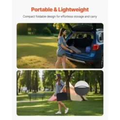 VEVOR Folding Camping Table, Adjustable Height Portable Side Tables, Aluminum MDF Beach Table With Mesh Layer, Carrying Handle, 24x16in, Black -Vevor GUEST e3da53df 13cb 49db 80ba d218a5a03340