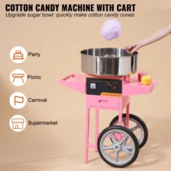 VEVOR Electric Cotton Candy Machine With Cart, 1000W Commercial Floss Maker With Stainless Steel Bowl, Sugar Scoop And Drawer, Pink -Vevor GUEST e48c688f fae1 4eaf ba2a 682e5f1a8091