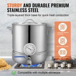 VEVOR Stainless Steel Kettle, 5 GALLON Brewing Pot, Tri Ply Bottom For Beer, Brew Kettle Pot, Home Brewing Supplies Includes Lid, Handle,Thermometer -Vevor GUEST e4a6f78b f9f4 4b31 a9c4 0c705def0a60